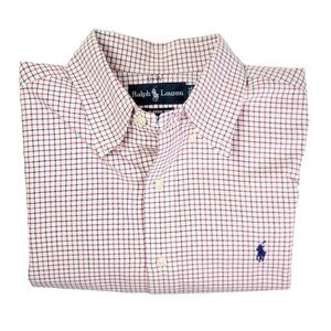 Ralph Lauren Classic XLWhite Red Blue Plaid Long Sleeve Button Down Shirt